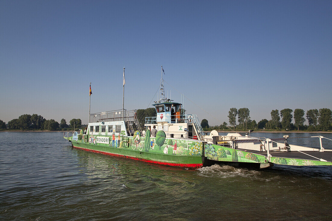 Ferry across the Rhine in Mondorf near Bonn, North Rhine-Westphalia, Germany