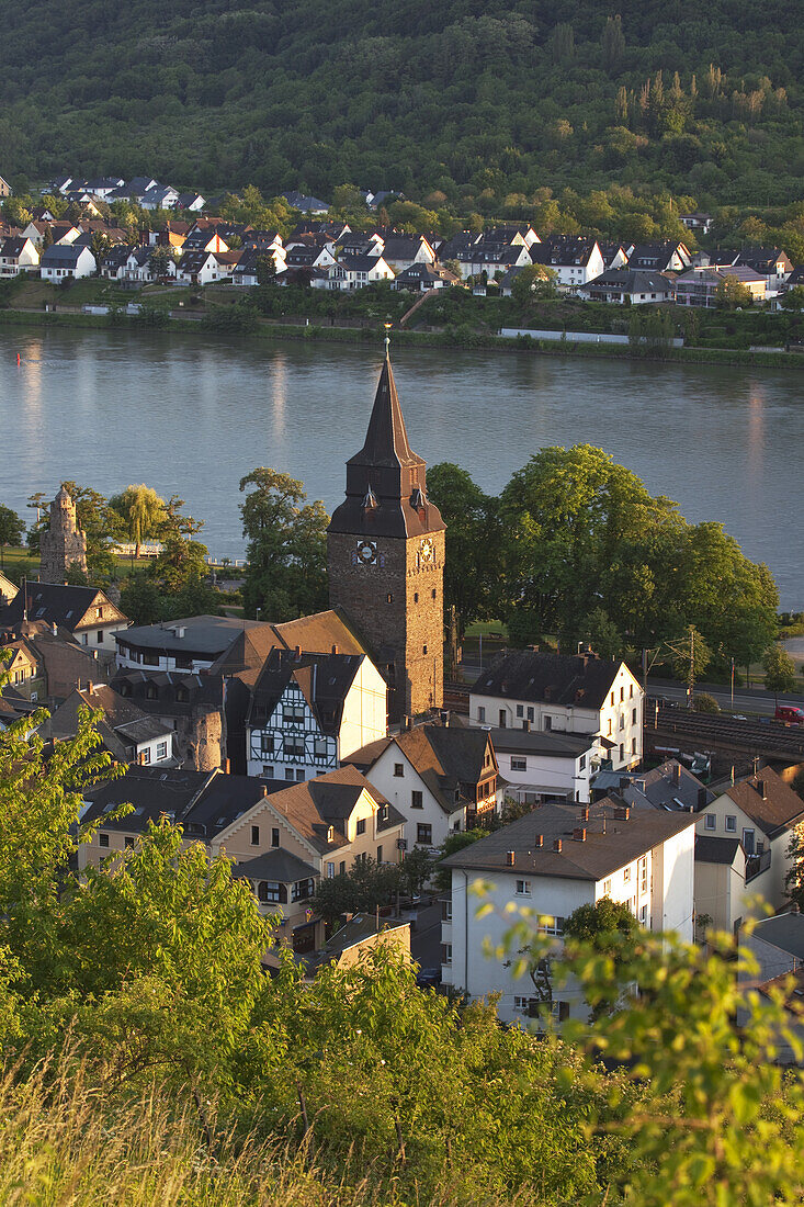 View on Braubach by the Rhine, Upper Middle Rhine Valley, Rheinland-Palatinate, Germany, Europe