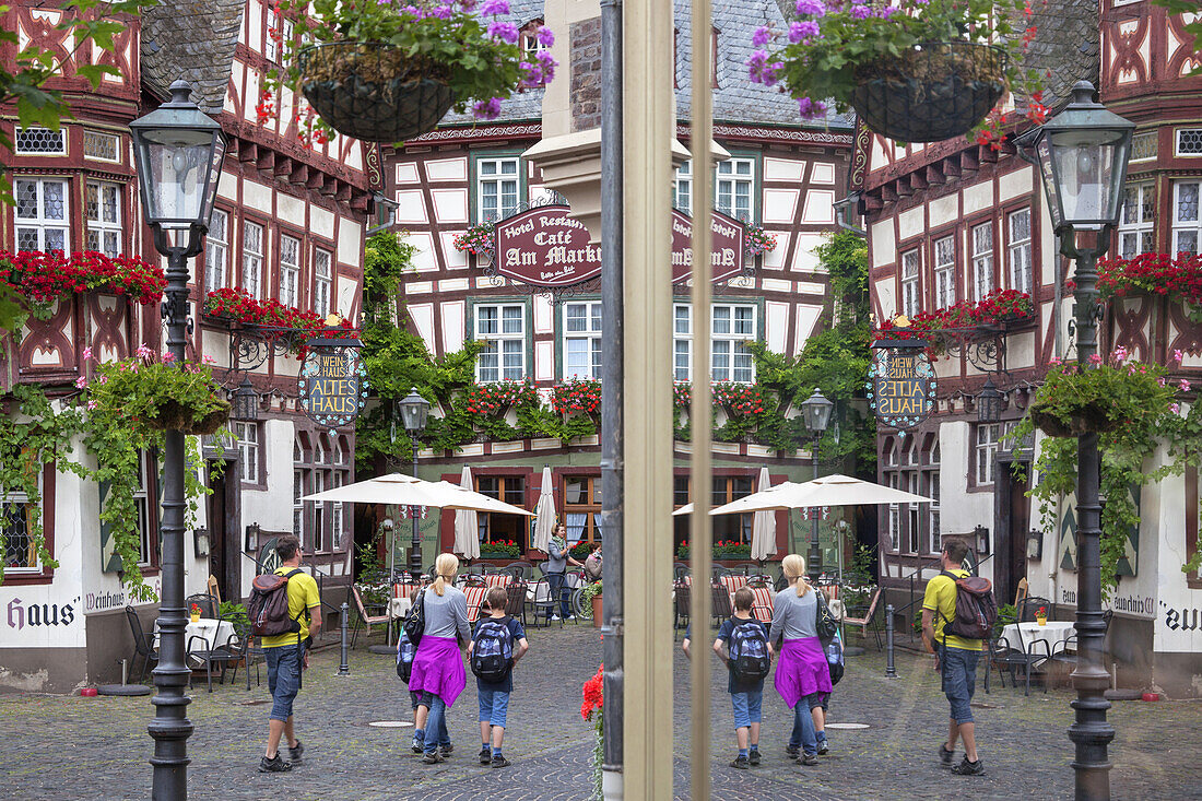 Houses in the old town of Bacharach by the Rhine, Upper Middle Rhine Valley, Rheinland-Palatinate, Germany, Europe