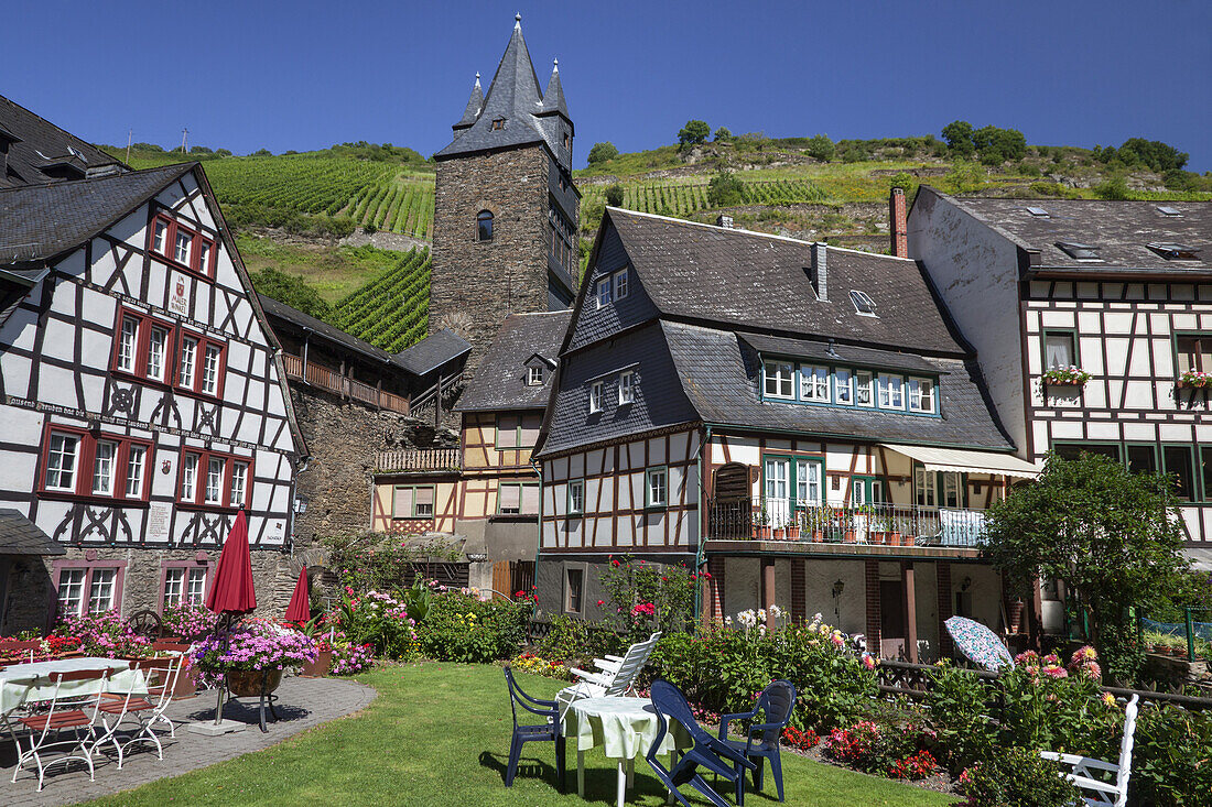 Hotel Malerwinkel in the town walls of the old town of Bacharach, Upper Middle Rhine Valley, Rheinland-Palatinate, Germany, Europe