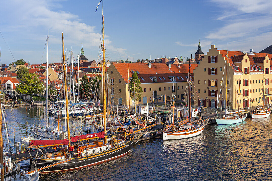 Blick auf Svendborg auf der Insel Fünen, Dänische Südsee, Süddänemark, Dänemark, Nordeuropa, Europa