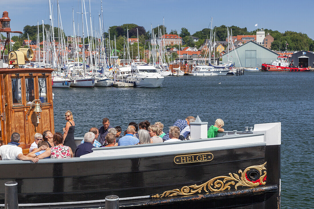 Excursion boat Helge in Svendborg on the island Funen, Danish South Sea Islands, Southern Denmark, Denmark, Scandinavia, Northern Europe