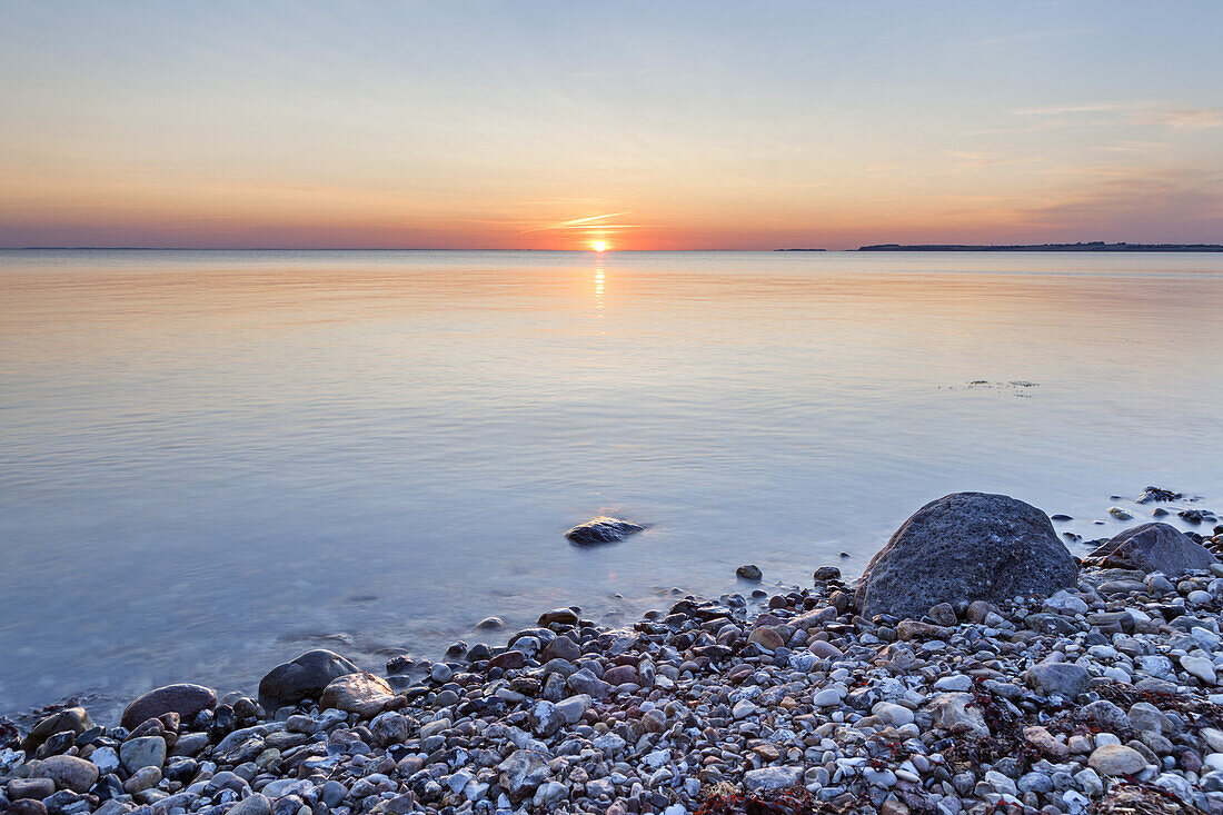 Sunset on the Baltic Sea, Island Funen, Danish South Sea Islands, Southern Denmark, Denmark, Scandinavia, Northern Europe