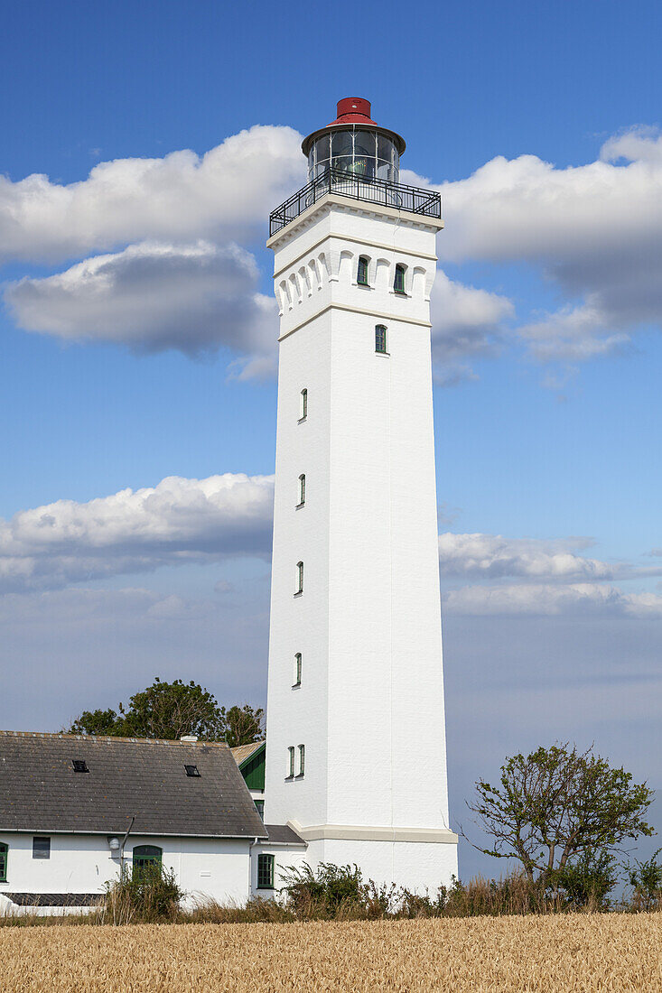 Lighthouse of Kelds Nor on the island Langeland, Danish South Sea Islands, Southern Denmark, Denmark, Scandinavia, Northern Europe