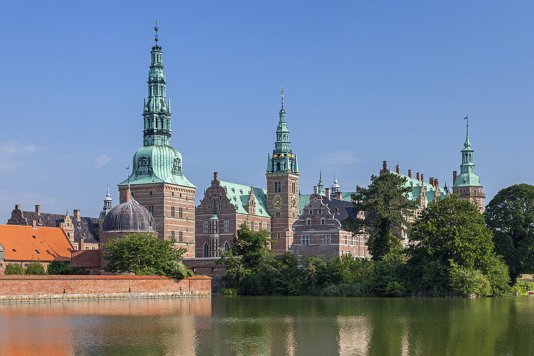 Castle Fredriksborg Slot in Hillerød, Island of Zealand, Scandinavia, Denmark, Northern Europe