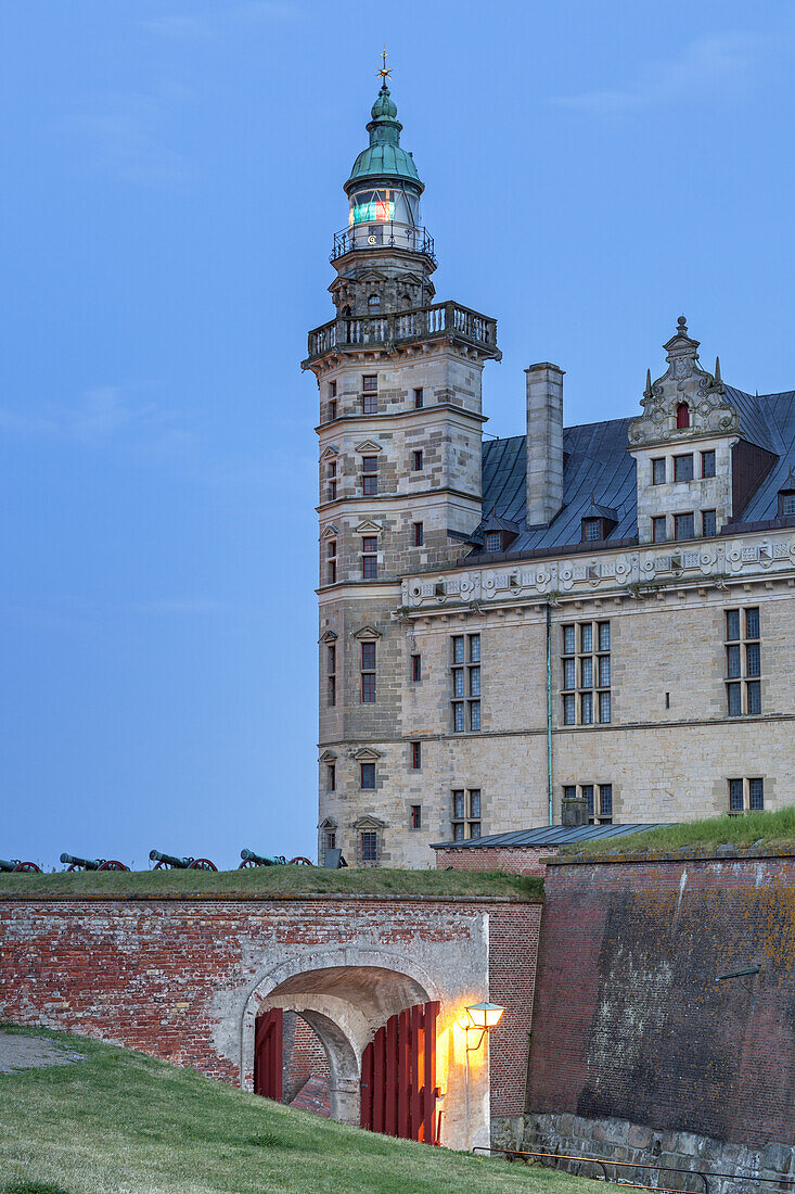 Leuchtturm im Schloss Kronborg Slot von Helsingør, Insel Seeland, Dänemark, Nordeuropa, Europa