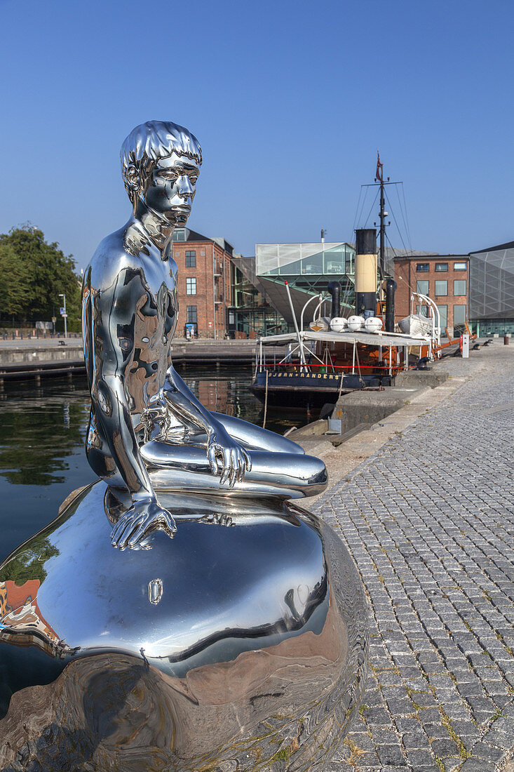 Sculpture Han in the harbour of Helsingør, Island of Zealand, Scandinavia, Denmark, Northern Europe