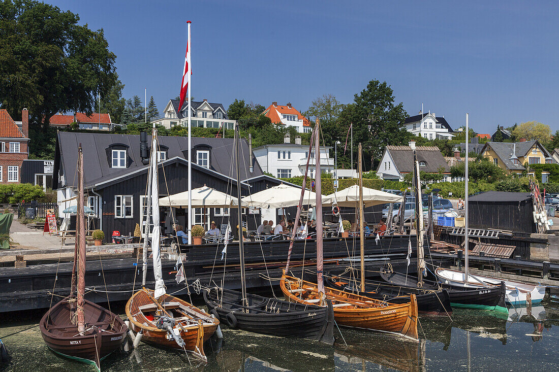 Boats in harbour Snekkersten in Helsingør, Island of Zealand, Scandinavia, Denmark, Northern Europe
