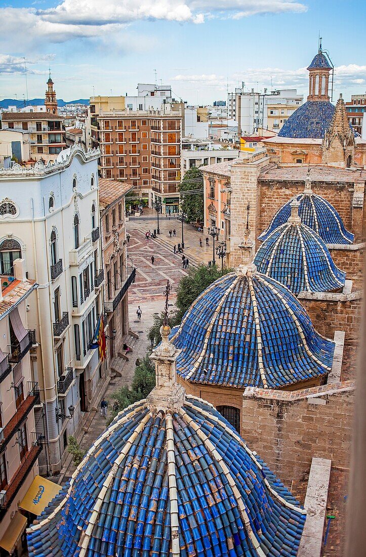 The Cathedral and Old town rooftops seen from Miguelete Bell Tower of Valencia Cathedral.