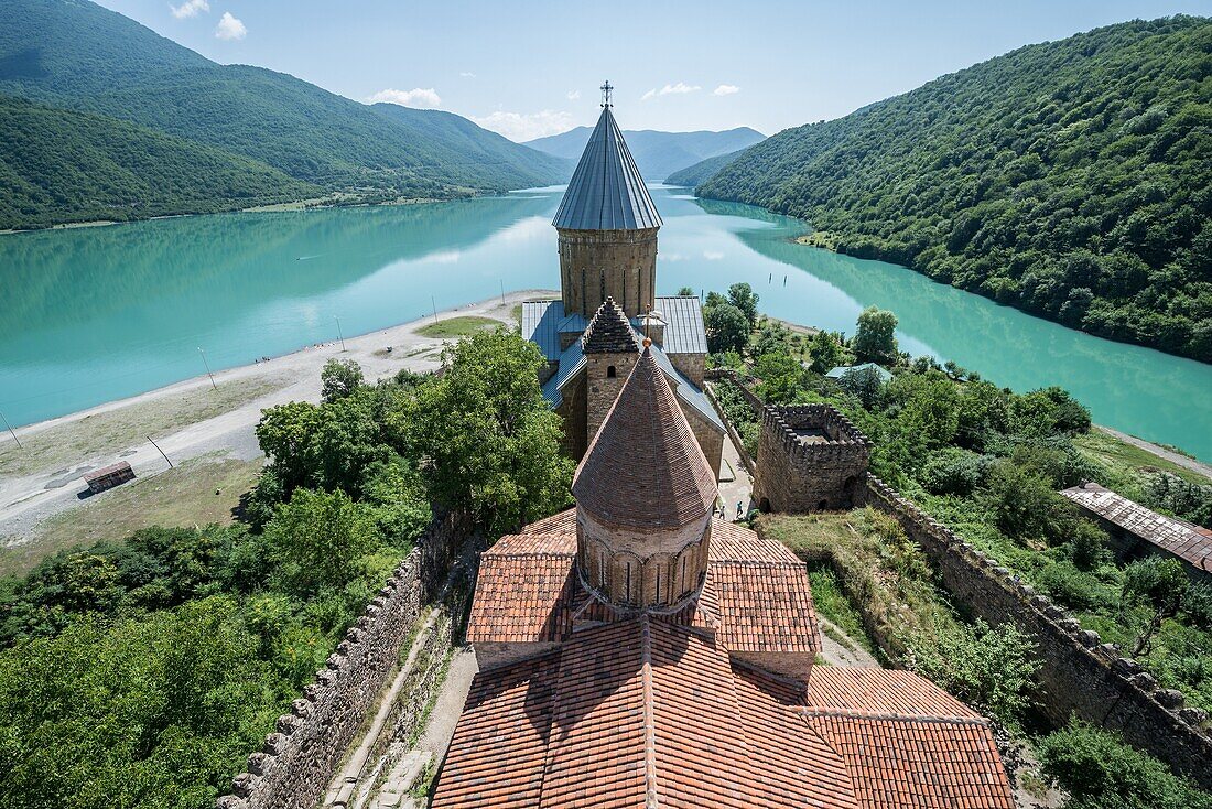 Medieval Ananuri Castle over Aragvi River in Georgia.