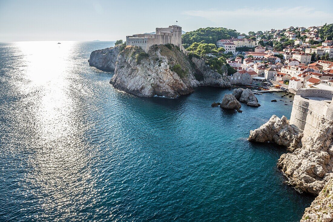 Saint Lawrence Fortress also called Fort Lovrijenac or Dubrovnik's Gibraltar in Dubrovnik, Croatia. Fort Bokar on the right side.