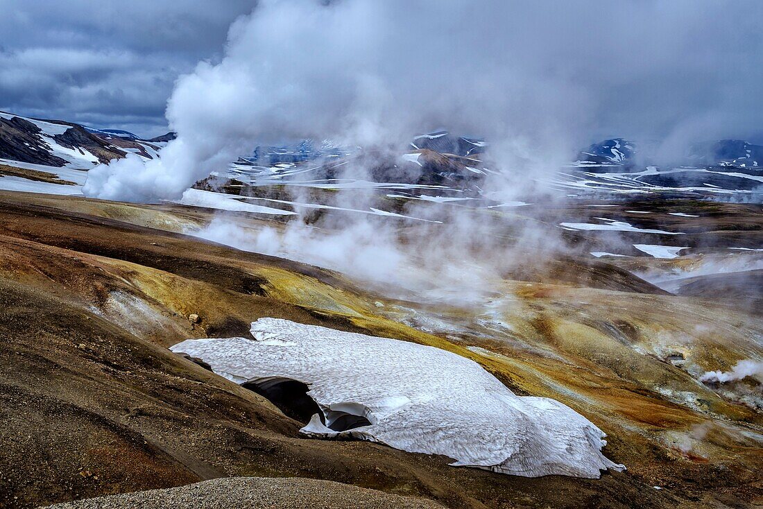 Geothermal areas, Hrafntinnusker, Central Highlands Iceland.