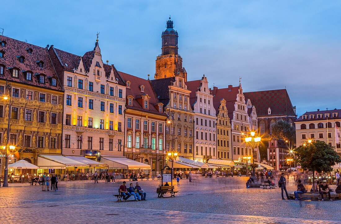 Poland, Wroclaw City, Market Square, St. Elisabeth Belfry.