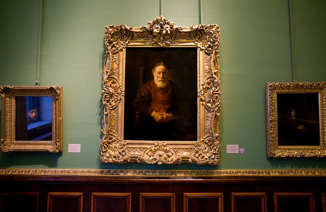 Russia, Saint Petersburg, Winter Palace, hosting the Hermitage Museum, built by Bartolomeo Rastrelli (1754 - 1762), listed as World Heritage by UNESCO, Portrait of old man in red by Rembrandt