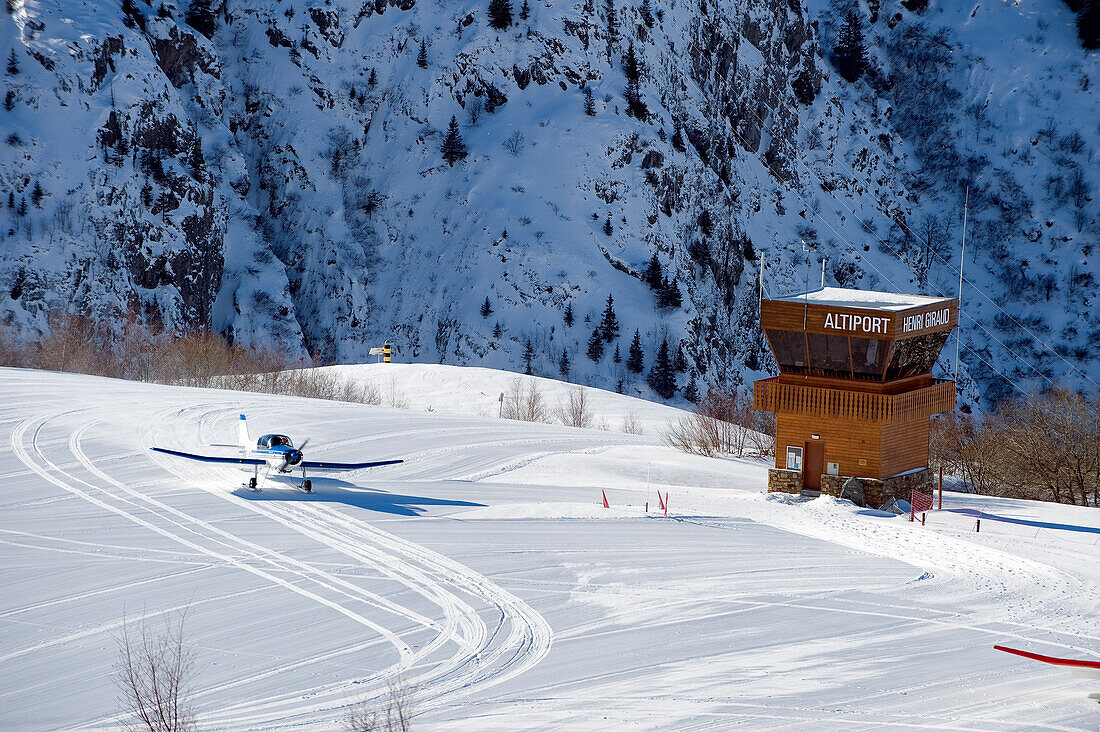 France, Isere, L'Alpe d'Huez, ski resort, the altiport