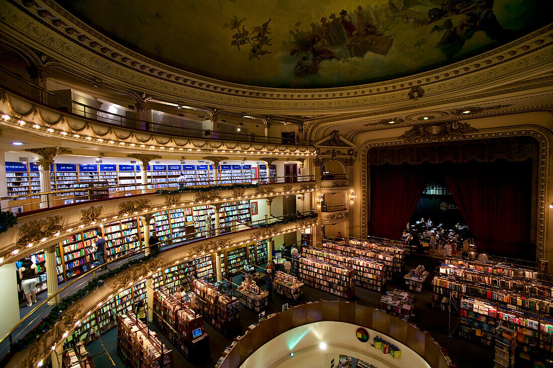 Argentina, Buenos Aires, La Recoleta District, Avenida Florida, El Ateneo Book shop in an old theatre