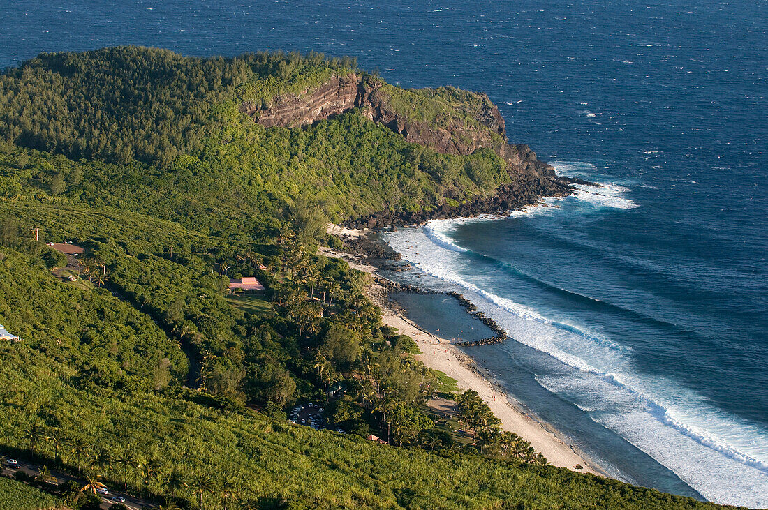 France, Reunion Island, southern coast, Grande Anse (aerial view)