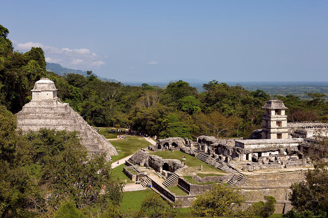 Mexico, state of Chiapas, Maya site of Palenque, listed as World Heritage by UNESCO, main square
