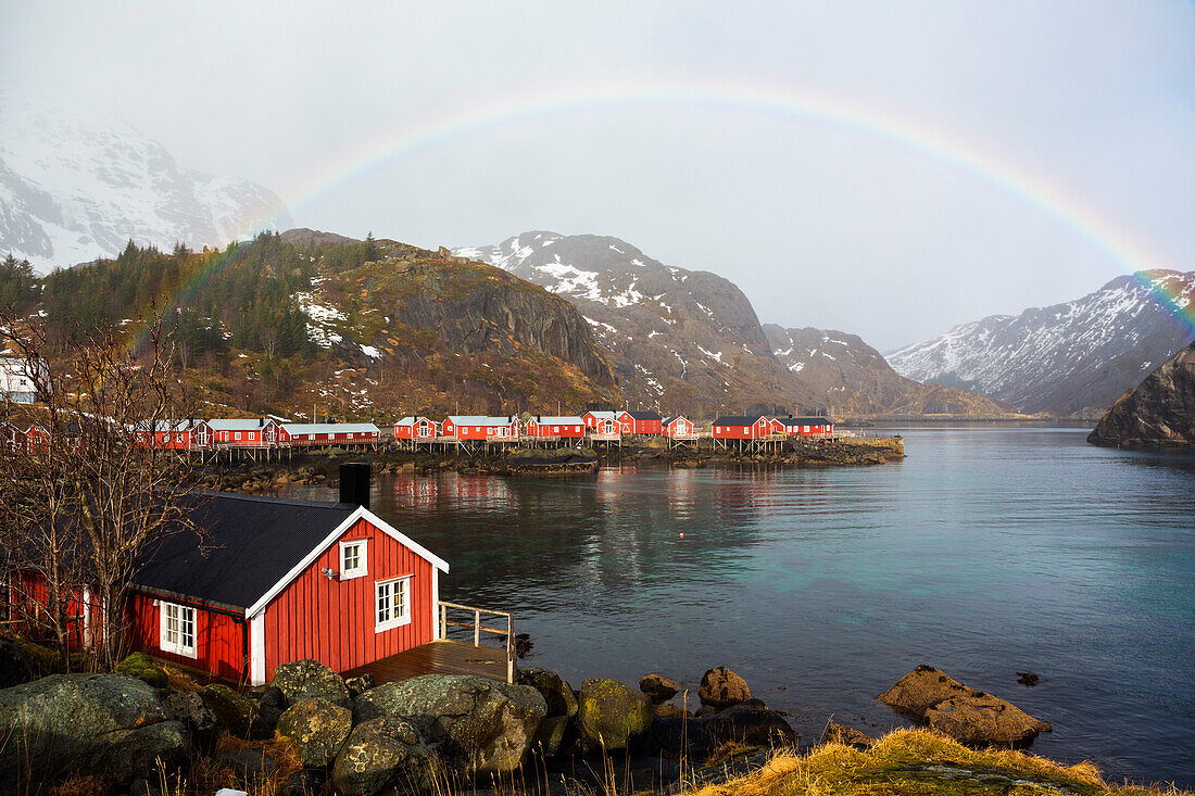 Fishing village Nusfjord, Flakstadoya, Lofoten Islands, Norway, Skandinavia, Europe