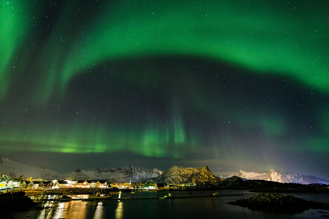 Nordlichter, Aurora borealis, Kabelvag, Austvagoya, Lofoten, Norwegen, Skandinavien, Europa