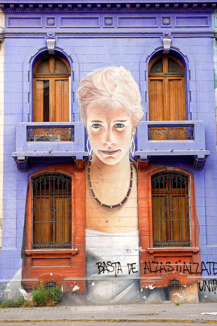 Chile, Santiago de Chile, frescoes of calle Jimenez