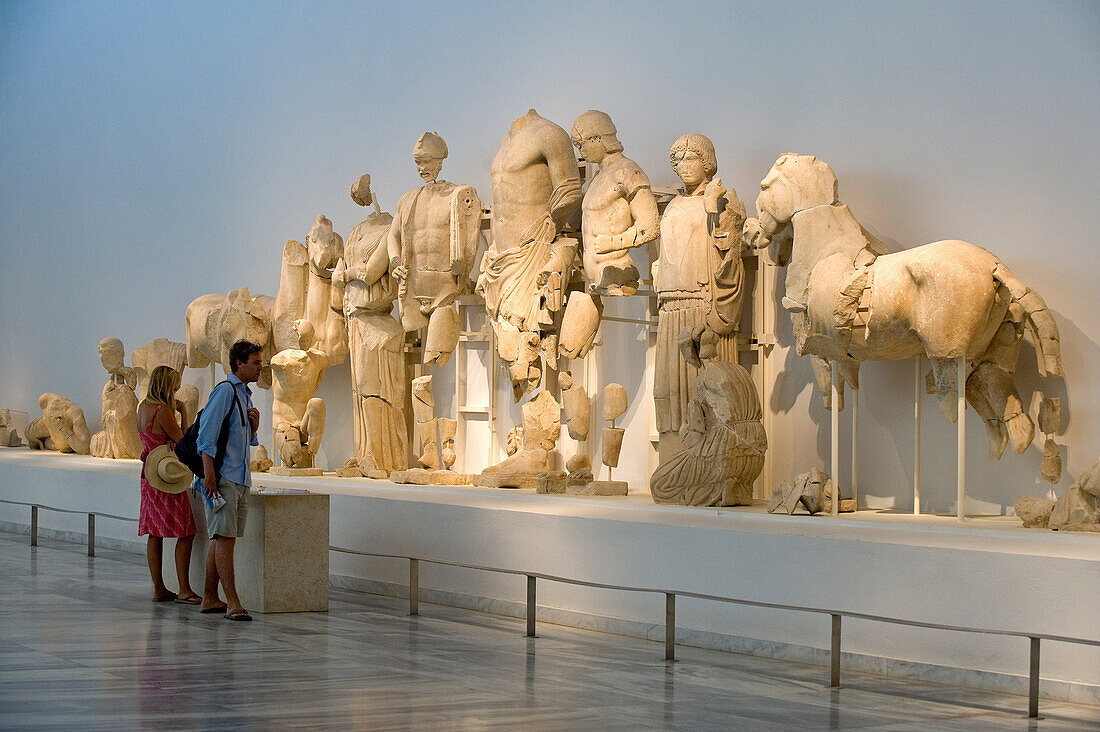 Greece, Peloponnese Region, Olympia, the Archaeological Museum, pediment of the Zeus Temple