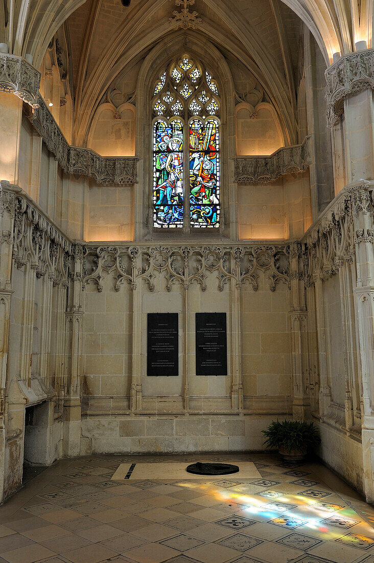 France, Indre et Loire, Amboise, Loire Valley listed as World Heritage by UNESCO, Chapel of Saint-Hubert built between 1491 and 1496, Leonard De Vinci tomb