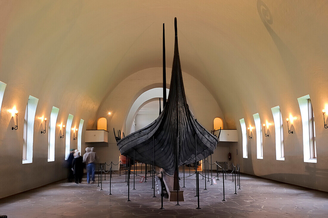 Norway, Oslo, Bygdoy Peninsula, Viking Boats Museum, Oseberg drakkar of the 9th century