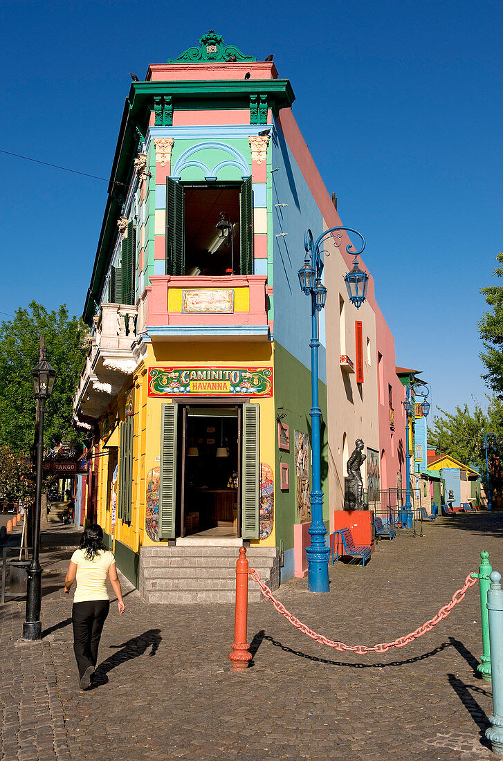 Argentina, Buenos Aires, La Boca District, colored facades of the Calle Caminito