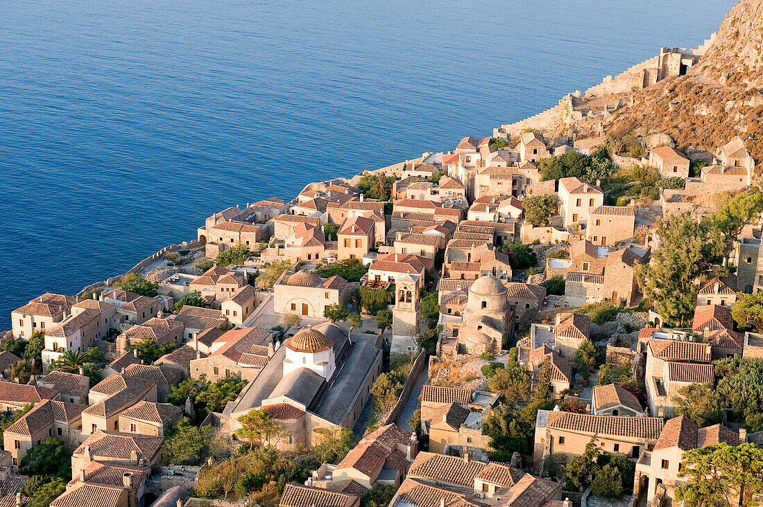 Greece, Peloponnese Region, the fortified medieval city of Monemvasia