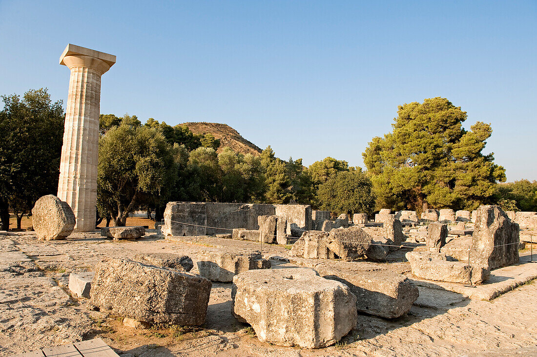 Greece, Peloponnese Region, Olympia, listed as World Heritage by UNESCO, the Zeus Temple