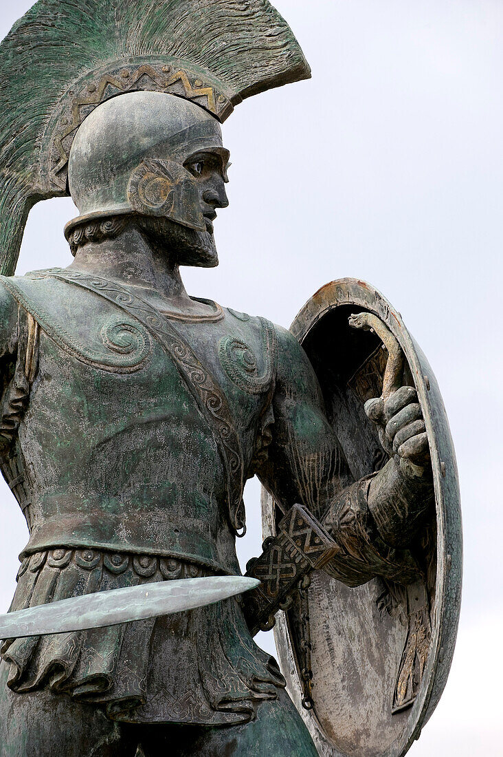 Greece, Peloponnese, Sparta, Leonidas statue, the Spartan hero