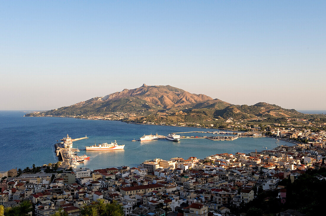 Greece, Ionian Islands, Zante Island (Zakynthos), Zante City (Hora) view from Kastro