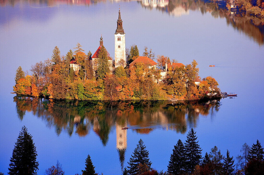 Slovenia, Gorenjska region, on the island of the Bled lake, church of the Assumption
