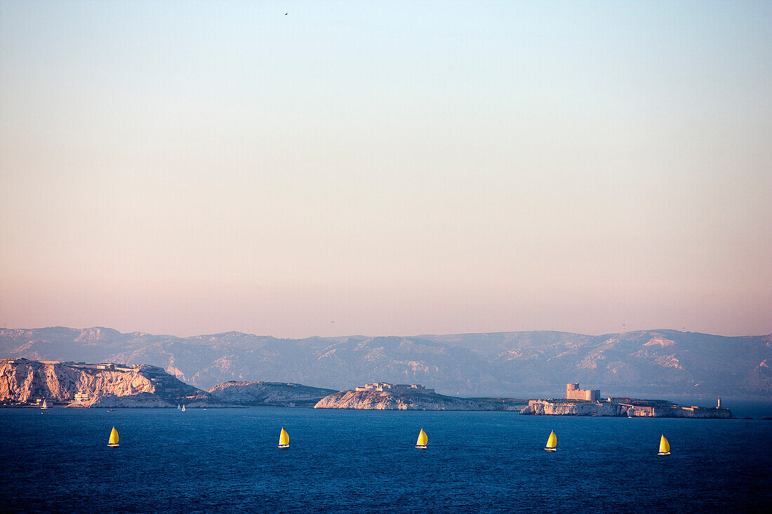 France, Bouches du Rhone, Marseille, general view over the bay from Montredon district