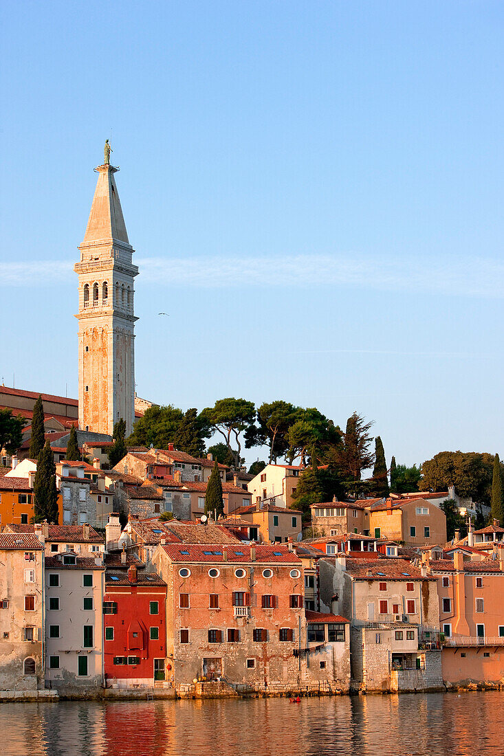 Croatia, Istria, Adriatic coast, Rovinj, dominated by the church of St Eufemia in baroque style