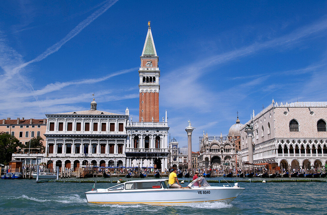 Italy, Venezia, Venice, listed as World Heritage by UNESCO, Piazza San Marco (St Mark's Square) seen from the Grand Canal bassin