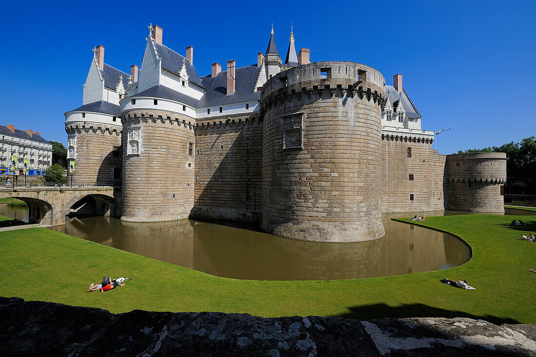 France, Loire Atlantique, Nantes, European Green Capital 2013, the Chateau des Ducs de Bretagne (Dukes of Brittany Castle), the moats converted into open space