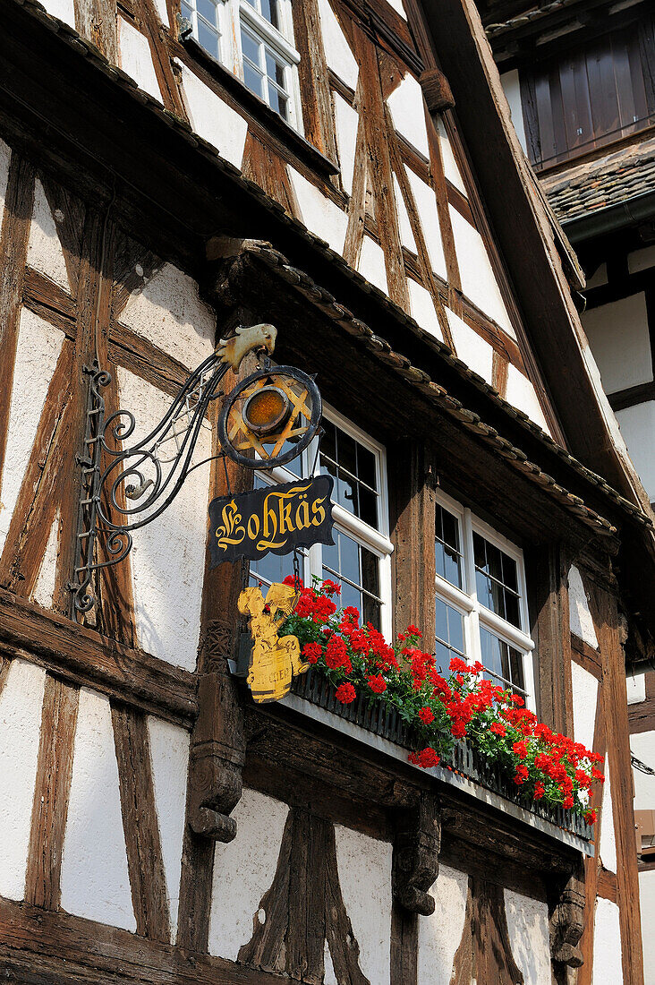 France, Bas Rhin, Strasbourg, old town listed as World Heritage by UNESCO, Petite France District, brewery bierstub in a half-timbered house