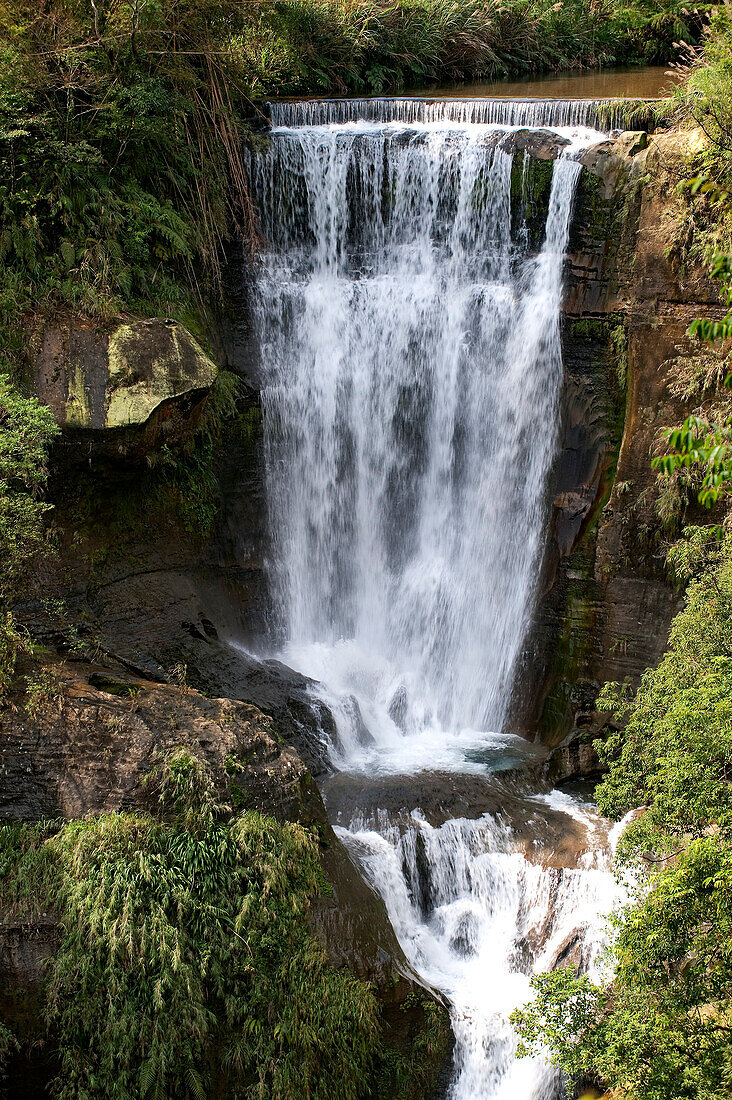 Taiwan, Taipei District, Sandiaoling Waterfall near Pingxi