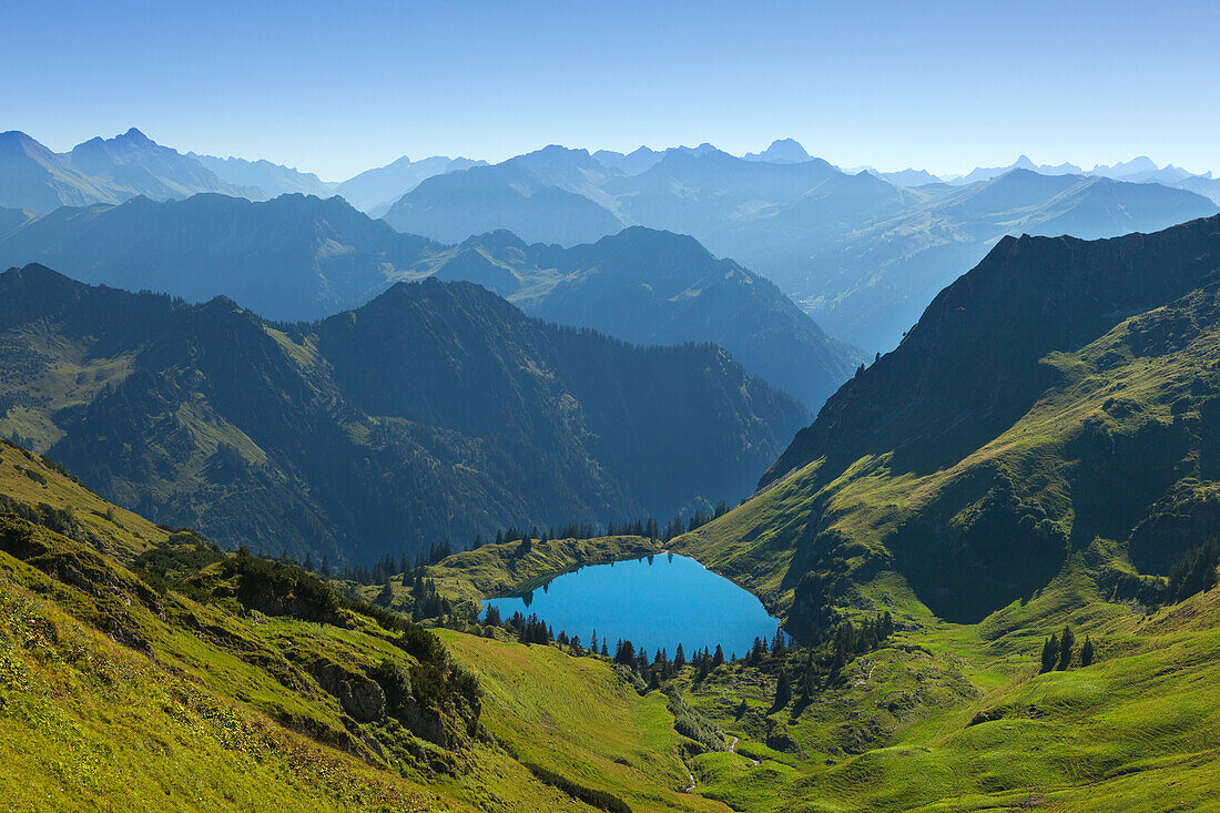 Seealpsee am am Nebelhorn, bei Oberstdorf, Allgäuer Alpen, Allgäu, Bayern, Deutschland