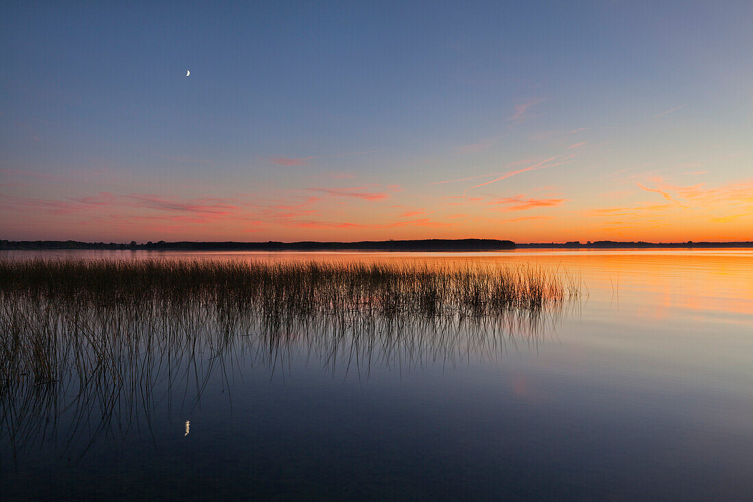 Sunset at Lake Schwerin, Mecklenburg Lake District, Mecklenburg-West Pomerania, Germany