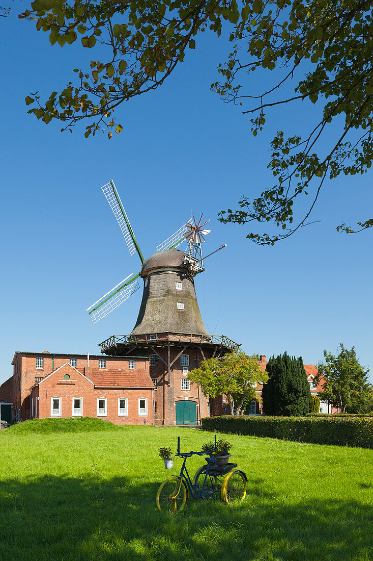 Windmill museum, Pewsum, East Friesland, Lower Saxony, Germany