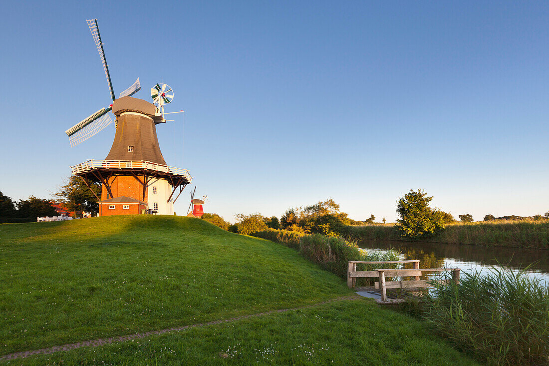 Twin windmills, Greetsiel, East Friesland, Lower Saxony, Germany