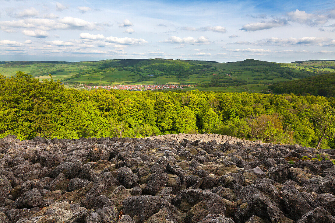 Basaltblockmeer am Schafstein, bei Ehrenberg, Rhön, Hessen, Deutschland