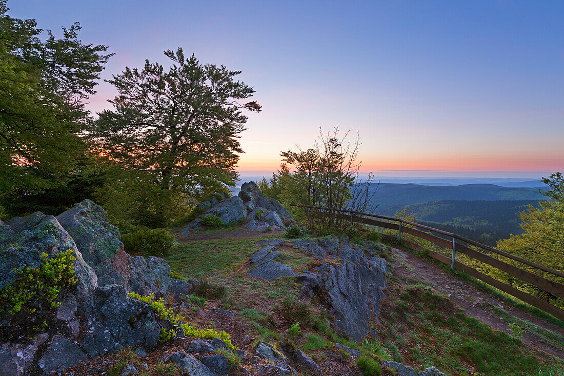 Blick vom Großen Inselsberg auf die Bergrücken des Thüringer Waldes, Thüringen, Deutschland