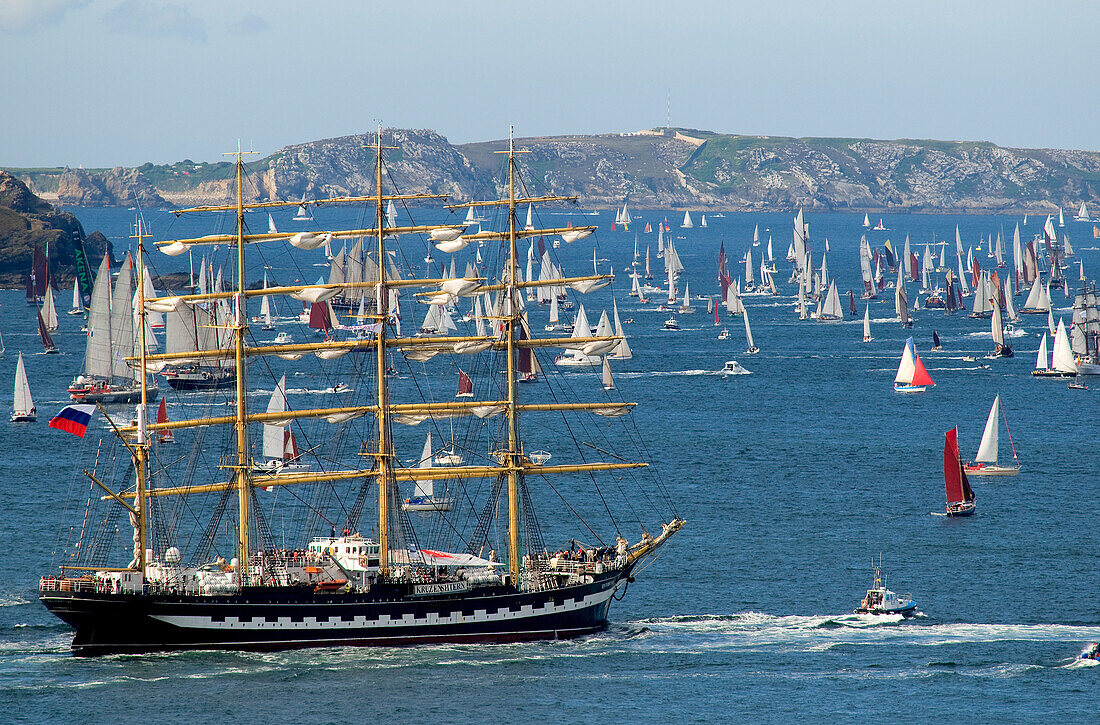 Frankreich, Finistère, Brest, Internationale Festival des Meeres, Brest 2008 die Krusenstern, vier masted Barke von 114,50 m, unter der russischen Flagge segeln und 1926 gebaut