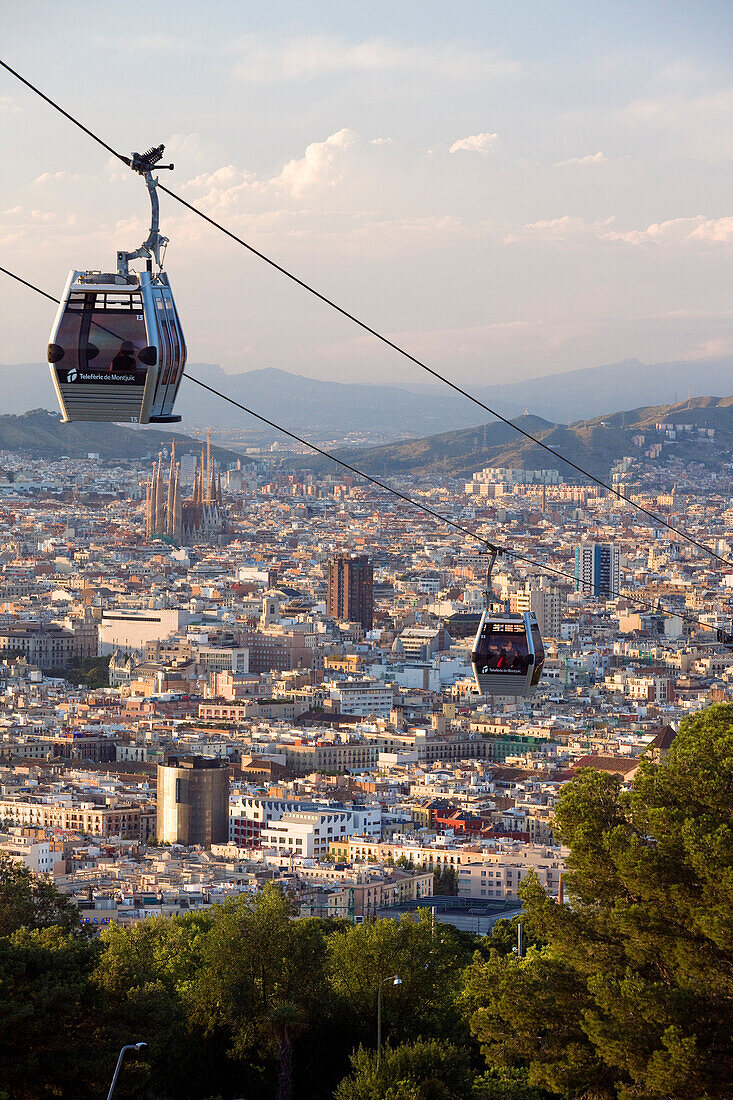 Spain, Catalonia, Barcelona, Montjuic Hill, cable car