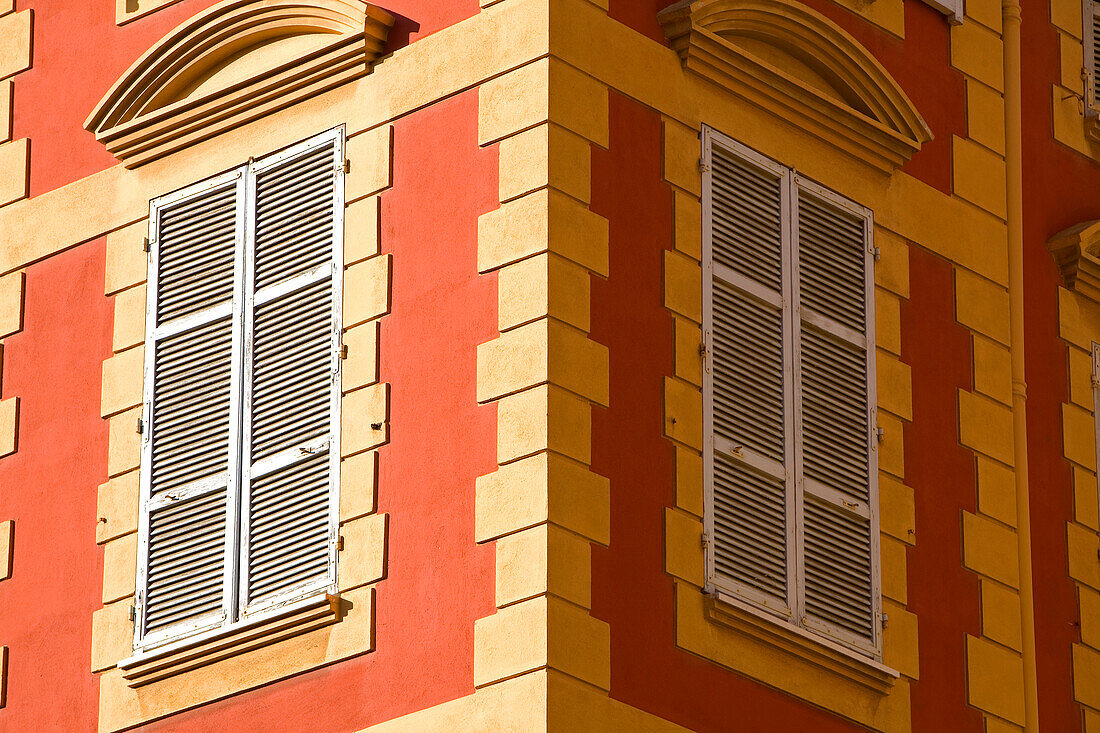 France, Alpes Maritimes, Menton, Place de l'Hotel de ville (City Hall square), window