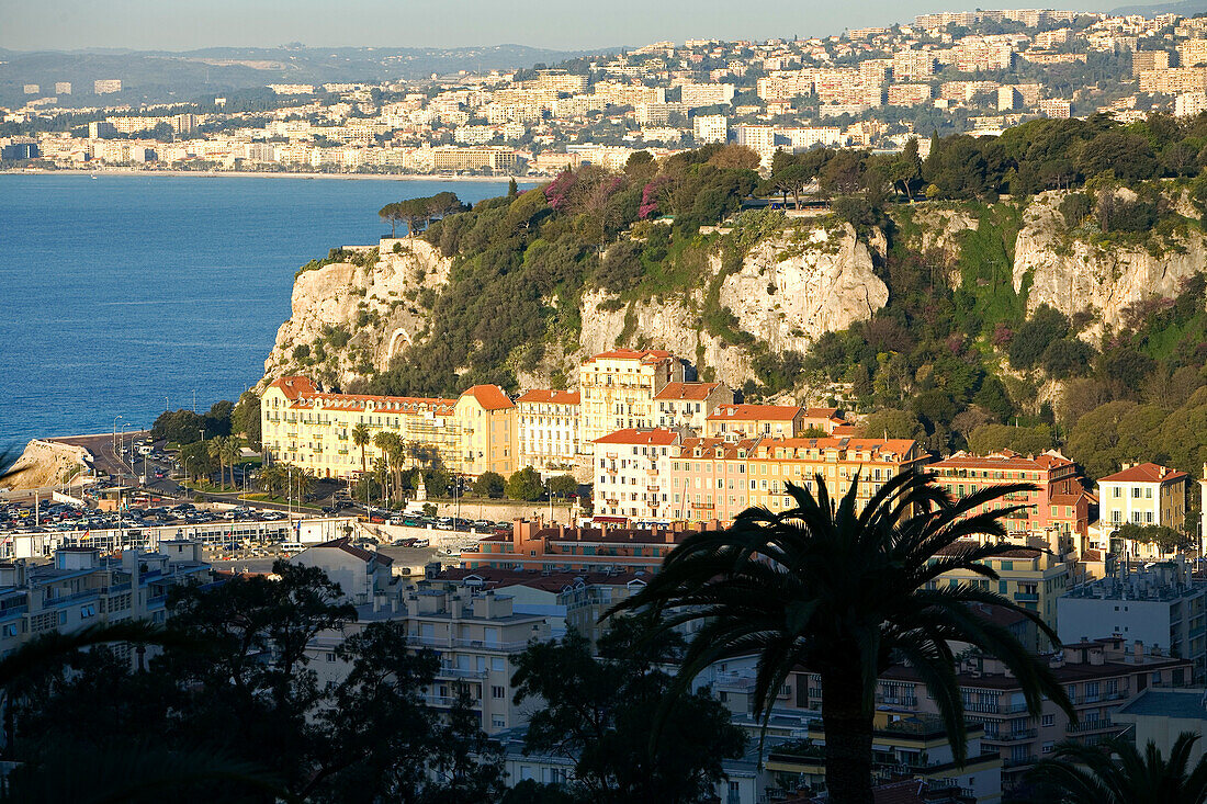 France, Alpes Maritimes, Nice, old harbour seen from the Moyenne Corniche (Medium Ledge)